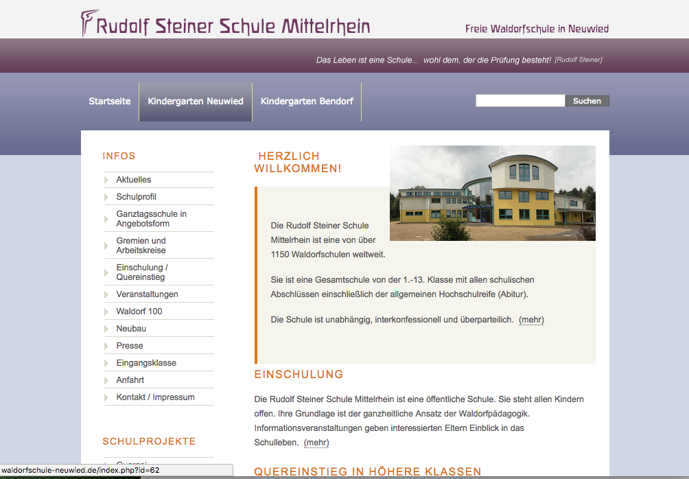 Webiste Rudolf Steiner Schule Mittelrhein